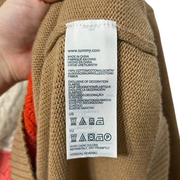 Tommy Hilfiger Cableknit Striped Pullover Sweater Women's Sz M Tan Multi - Picture 7 of 8